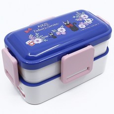 마녀배달부 키키 2단 돔형 사면 결착 소풍 도시락, 진블루, 1개