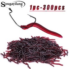 Aorace 낚시 미끼 살아있는 생선 냄새 레드 소프트 시뮬레이션 지렁이 야광 벌레 인공 20 개, 1개