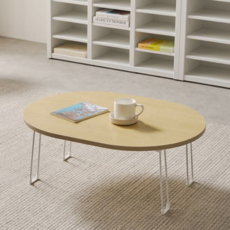 거실 좌식 테이블 다용도 간이 소형 거실 접이식 테이블 원룸 베란다 트레이 타원형 발코니 카페 베드 곡선, 메이플