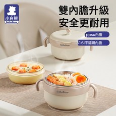 小白熊嬰輔食碗注水保溫碗寶寶專用防摔恆溫兒童餐具, 1個, 注水保溫碗(PPSU內膽)-08732:1個