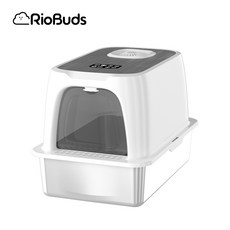 riobuds瑞歐斯 PS90不鏽鋼真無臭貓砂盆 貓廁所獨家全自動電解除臭技術 淨化臭味贈貓砂墊 新竹品牌 本地客服, 1個