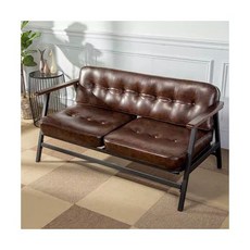 美式工業風鐵藝沙發 服裝店清吧 懶人客廳雙人皮藝酒吧卡座茶幾組合, 深棕色,單人