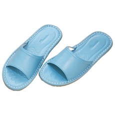 牛皮防滑室內拖鞋 二層牛皮鞋面 牛皮壓花腳踩, 27, 淺藍色, 1雙