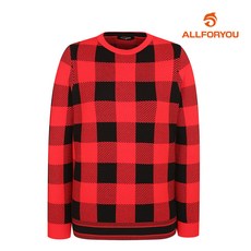 올포유 올포유 여성 체크 자가드 라운드 니트 AWSRL8397-500_G