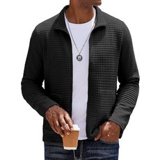 COOFANDY 남성용 경량 대표팀 재킷 캐주얼 봄버 재킷 와플 집업 코트 포켓 포함 다크 레드