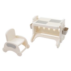 & + [책상 의자 화이트 회색] 키즈 데스크 의자 세트 학습 데스크 블록