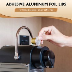 리캡 100PCS 접착 포드 재사용 스티커 커피 가능한 채우기 커버 일회용 37MM 알루미늄 뚜껑 호일, China Mainland