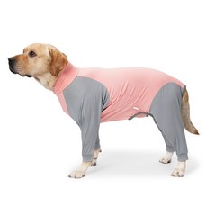 DFMEI 寵物衣服夏季狗狗防掉毛四腳衣大型犬衣服透氣全包家居服現貨, 1個, 粉灰拼色