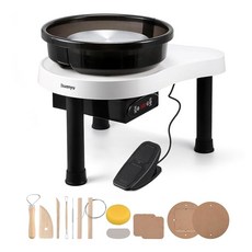 LCD 및 풋 페달이 장착된 화뉴 프로페셔널 도자기 휠 12인치 전기 세라믹 성형 기계 0-320RPM 최대 35LB 점토, 화유 전문 도기 휠 12인치 전기 세라믹 성형기 LCD