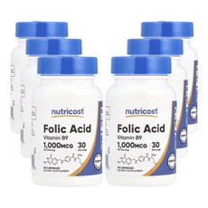 뉴트리코스트 엽산 1 000mcg 30캡슐, 6개