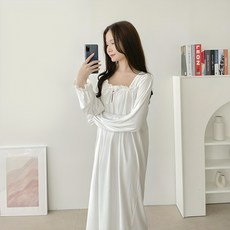 AnotherD 女性牛奶蕾絲連身睡裙