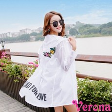 【LoVus】刺繡女神韓版中長款寬鬆沙灘防曬衫，時尚防曬罩衫，海灘度假必備