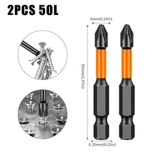 PH2 강력한 자기 크로스 토크 헤드 스크루 드라이버 S2 강철 고경도 미끄럼 방지 비트, 31 2PCS 50L