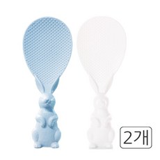 레몬글라스 쁘띠래빗 토끼모양 스탠딩 주걱 일반형 2P 세트, 블루&화이트, 2개