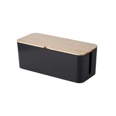丹丹有品 電源線收納盒 電線整理盒 插座集線盒 木蓋收納盒, 中號黑, 1個