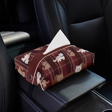 卡通可愛汽車紙巾盒 扶手箱/椅背收納掛袋 多功能面紙盒, 1個, 棕咖小貓,一個裝, 棕咖小貓