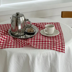 더마빈 체크 키친크로스 패브릭덮개 테이블매트 40x60cm 3color, 3개, 혼합색상(레드, 네이비, 스카이블루)