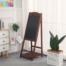 實木折疊店舖招牌黑板架 復古支架式落地手寫廣告看板 可擦寫, 咖啡色,46X56磁性黑板