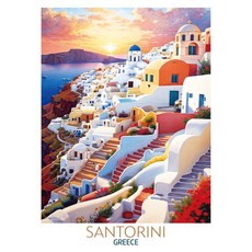 랜드마크 직소퍼즐 150피스_그리스 산토리니 일몰, 1개, 혼합컬러, 150피스