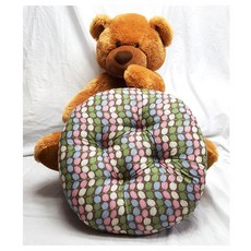 빵빵이 방석 등굴나무잎 순면 고정끈구비 식탁방석 학생 사무실 둥근 원형 솜일체형