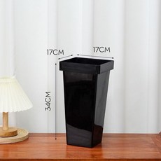 XXOI 方形鮮花桶 塑料養花桶 醒花桶 家用插花桶, 黑色光面方形（中號）, 1個