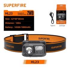 트레조 미니 강력한 하이킹 캠핑 램프 USB C 충전식 라이트 LED 센서 작업용 전면, 1개, 04 HL23-S