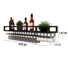 벽걸이형 와인 랙 정리대 홀더 단층 거치대 와인잔 선반 블랙 60x25cm, 블랙 B 단층 802514cm 길이 너비 높이