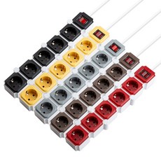 파워존 유커먼 요리조리 디자인 고용량 과부하차단 멀티탭 5구, 1개, 화이트+레드, 1.5m
