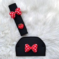 兒童安全帶護肩套 卡通安全帶護套 車用安全帶護套 加厚防勒脖安全帶調節器 汽車安全防護用品, 【波點紅莓】冰絲護盾, 1個