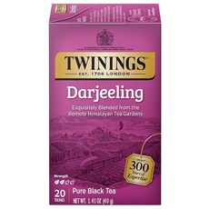 Twinings 얼 그레이 홍차 개별 포장 백 20개 (1팩) 시트러스 및 베르가못 맛 카페인 함유 뜨겁거나 차갑게 즐기기 티백 20개, Darjeeling, 20개(1팩)