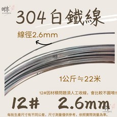 咻咻五金 SUS304不銹鋼線 白鐵線 8#-24# 台灣製造, 1個, 12#(2.6mm)下標1=1公斤