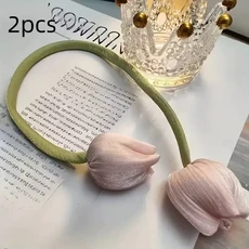 우아한 튤립 커튼 타이백 - 도구 없이 설치 거실 및 침실용 내구성 있는 폴리에스터, 02 핑크, 1개