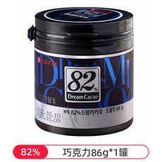 妮可 Lotte韓國進口樂天夢黑巧剋力豆56% 72% 82%純可可罐裝巧克力, 1個, 【1罐】樂天82%巧克力