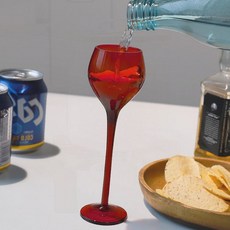 소주잔 홈파티 유리 와인형 롱 스템 술잔 바 음료 음용, yuna  로즈 컬러 유리잔 1p (B급 제품), 상세페이지 참조, 1개