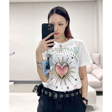 [다미쉬] 하트 선셋 그래픽 티셔츠_화이트(민트)