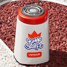 미주 venjour 미니 자석 헤드 면도기 전동 휴대용 남성 여행 충전 면도기, 화이트, 하나