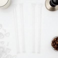 1.2x28cm 투명 버블티 빨대 커피빨대 일자컷 개별포장 100개, 1개, 100개입