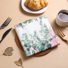 20 개/갑 33x33cm 꽃 인쇄 종이 일회용 테이블 저녁 식사 냅킨 조직 웨딩 파티 장식 214102, 20개, Style 4