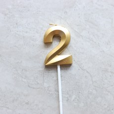빅사이즈 생일초 케이크픽 특이한 메탈릭 골드 숫자초, 2, 1개, 15g