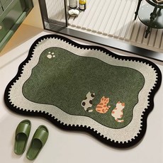 中古通浴室地墊衛生間硅藻泥吸水速乾地毯廁所門口防滑耐髒腳墊, 1個, 綠嶼-背影-波浪2.5