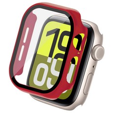 더조은셀러 애플워치 호환 풀글라스 풀커버 강화유리 케이스, 레드
