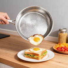 Mostrin 0코팅 인덕션 티타늄 후라이팬 스테인리스 스틸 프라이팬, 1개, 28cm