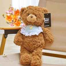 수제 테디베어 곰인형 수면인형 애착인형 곰돌이 선물 러블리, 1개, L. 턱받이