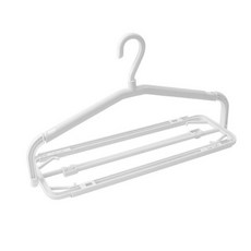 可伸縮摺疊衣架 多功能曬衣架 - 浴巾床單晾曬神器 居家必備 摺疊收納, 可伸縮摺疊衣架（1支）, 1個, 白色