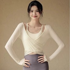 에브리몰닝 여성 섹시한 긴팔요가복 상의(부라탑+티)