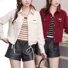 YLEMI 1+1 봄 가을 여성용 캐주얼 자켓 심플 디자인 스타일 트레이닝 코트 2P