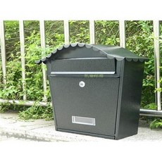 Shark家具 大號歐式鐵皮信箱，帶鎖室外防水掛牆式意見箱/投訴箱, 黑色
