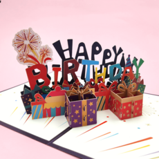 고급 입체 생일 카드 불꽃 팝업 축하 감사 엽서