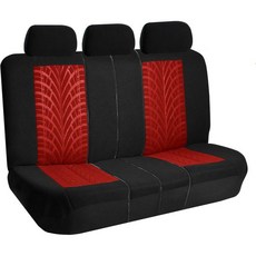 FH 그룹 카시트 커버 풀 세트 프리미엄 천 - 유니버설 핏 자동차 로우 백 프론트 워셔블 시트 에어백 호환 SUV용 스플릿 벤치 뒷좌석 세단 베이지, Red, Rear Set