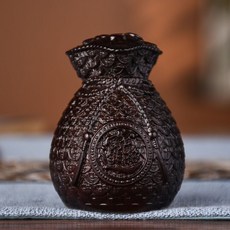 黑檀木 福袋 招財進寶 整木精雕擺件, 如圖所示, 1個